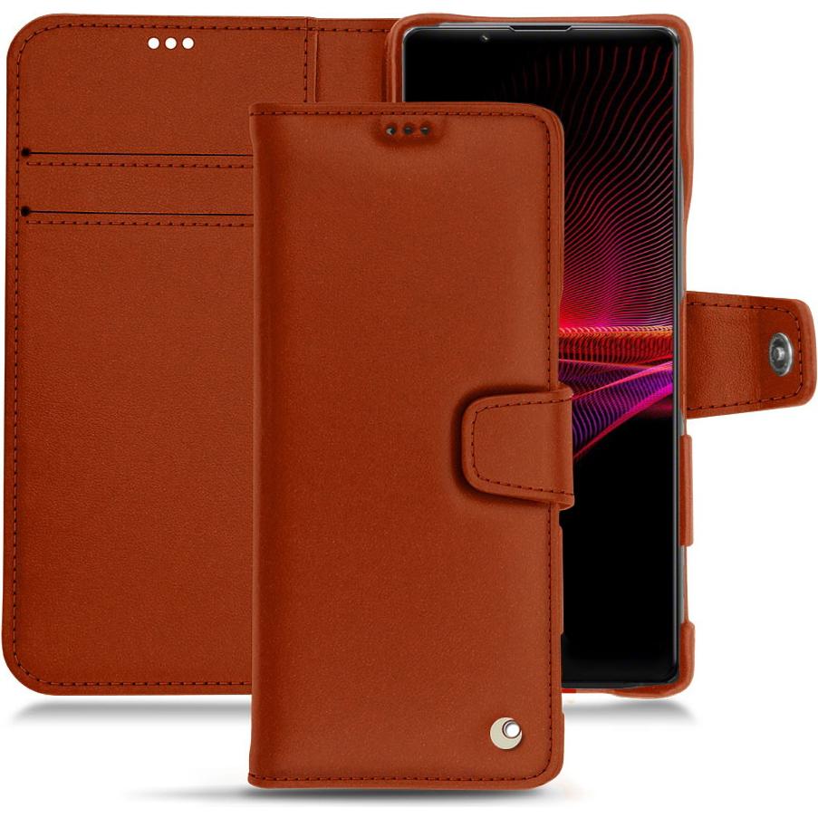 Noreve Lederschutzhülle Wallet (Sony Xperia 1 III), Smartphone Hülle, Orange