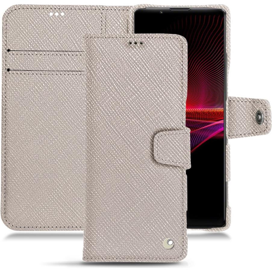 Noreve Lederschutzhülle Wallet (Sony Xperia 1 III), Smartphone Hülle, Beige