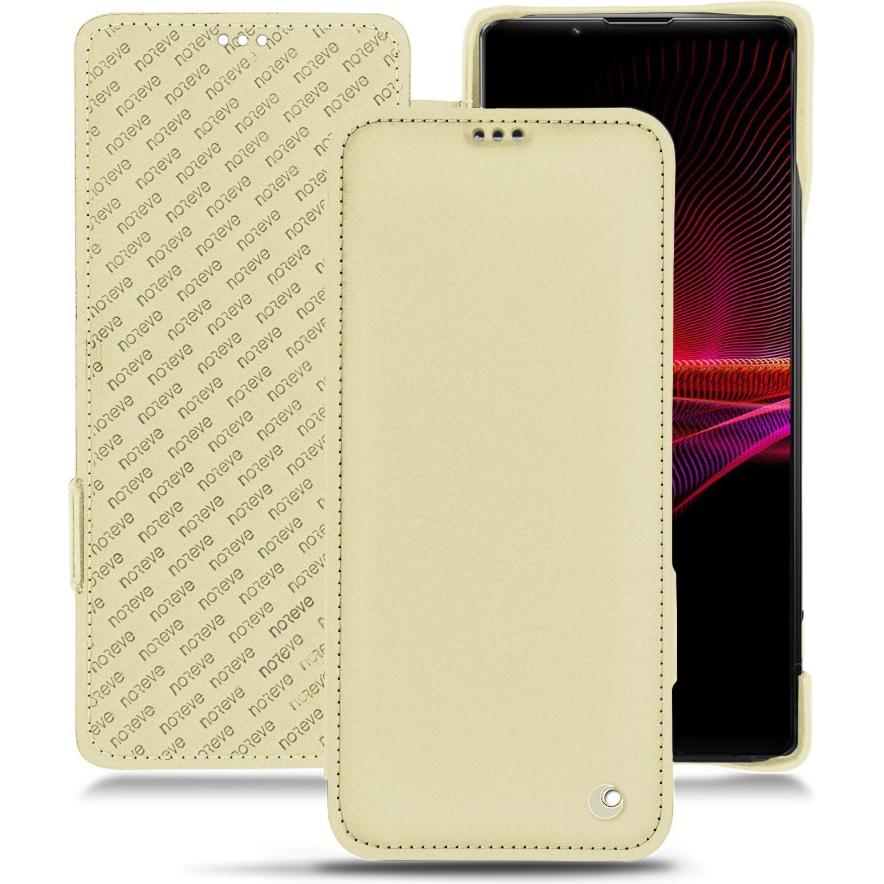 Noreve Lederschutzhülle horizontal (Sony Xperia 1 III), Smartphone Hülle, Beige