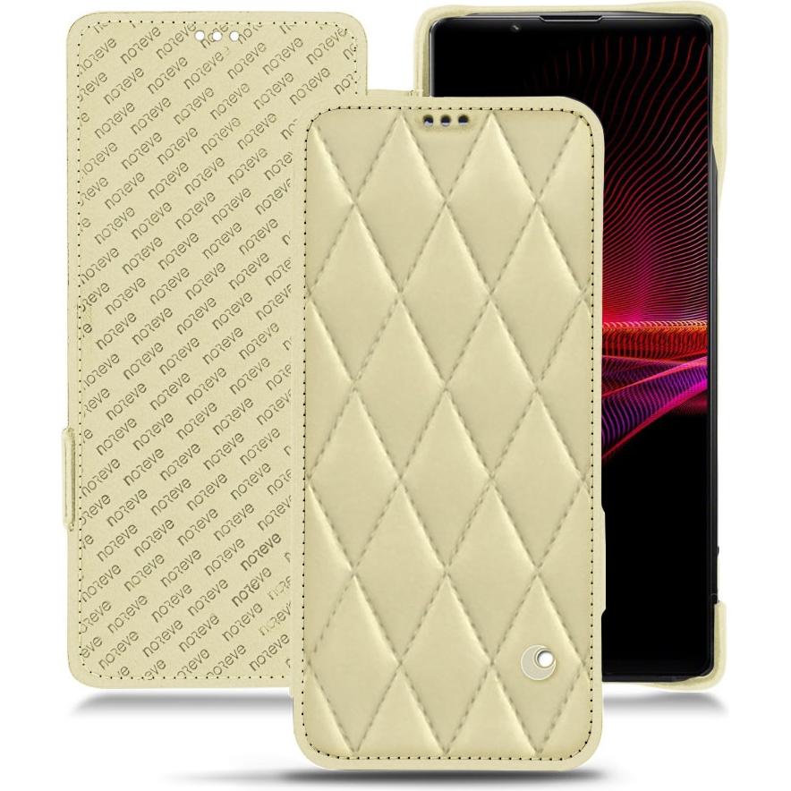 Thumbnail - Noreve Lederschutzhülle horizontal (Sony Xperia 1 III), Smartphone Hülle, Beige