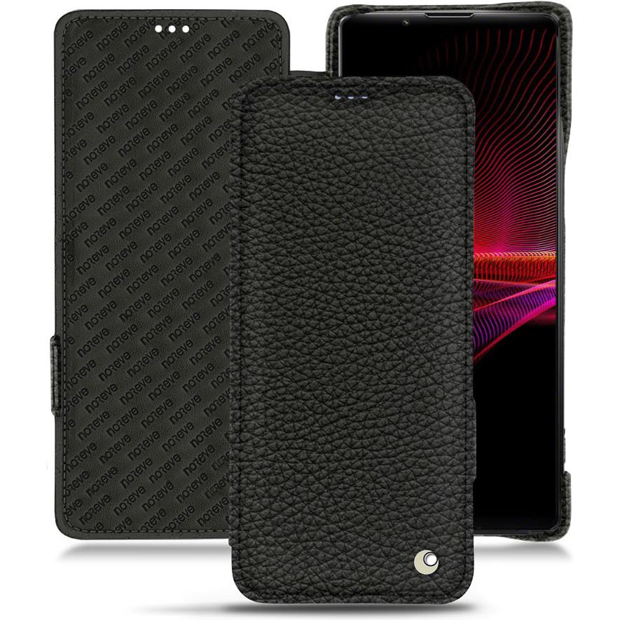 Noreve Lederschutzhülle horizontal (Sony Xperia 1 III), Smartphone Hülle, Schwarz