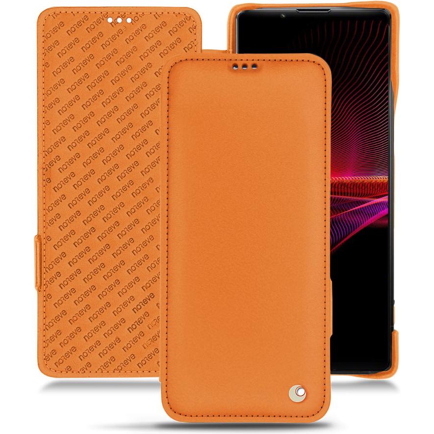 Noreve Lederschutzhülle horizontal (Sony Xperia 1 III), Smartphone Hülle, Orange