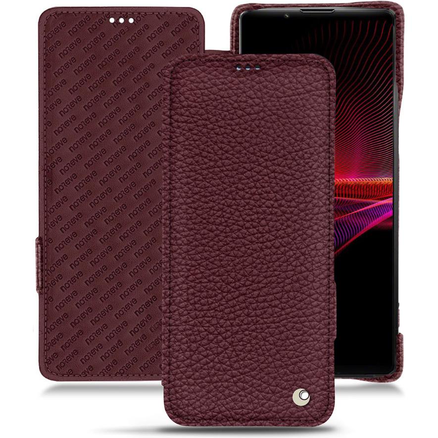 Noreve Lederschutzhülle horizontal (Sony Xperia 1 III), Smartphone Hülle, Violett