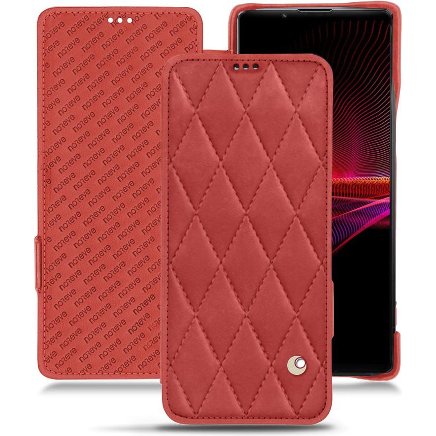 Noreve Lederschutzhülle horizontal (Sony Xperia 1 III), Smartphone Hülle, Rot