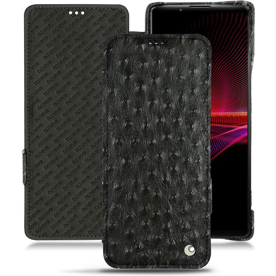 Noreve Lederschutzhülle horizontal (Sony Xperia 1 III), Smartphone Hülle, Schwarz