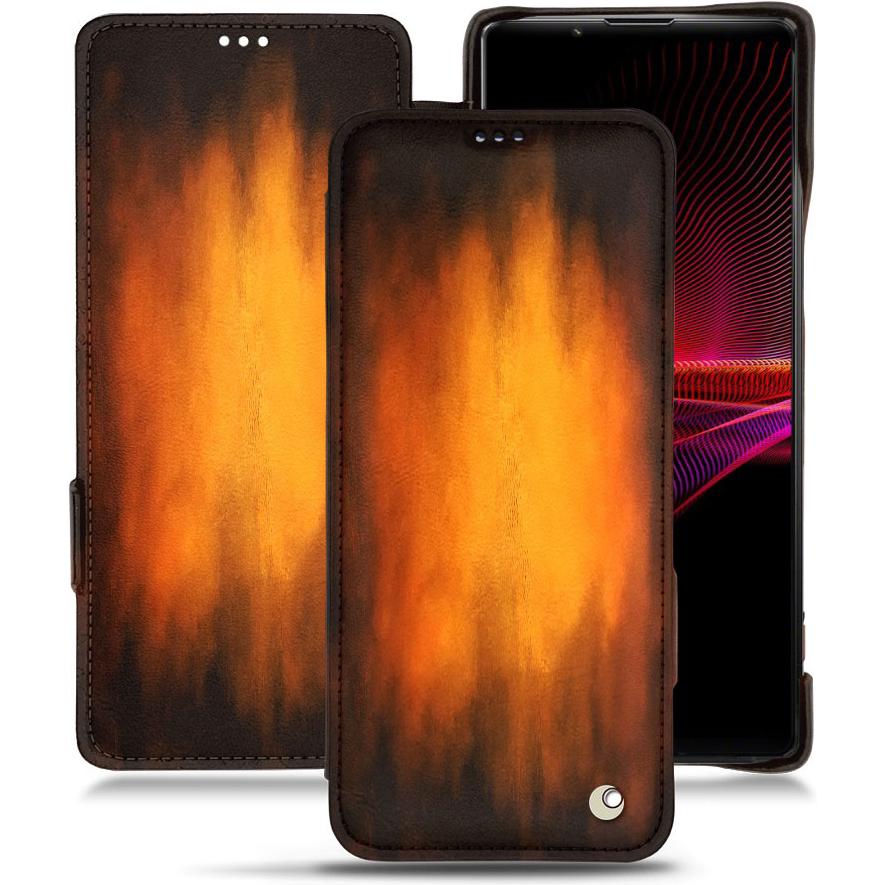 Noreve Lederschutzhülle horizontal (Sony Xperia 1 III), Smartphone Hülle, Violett