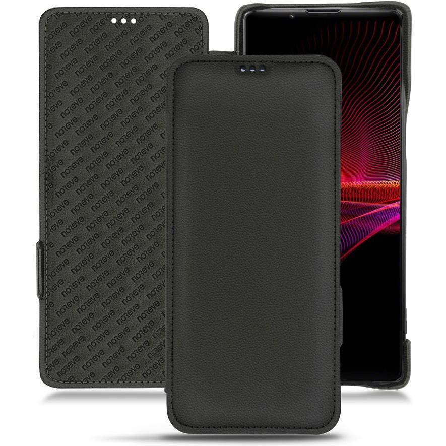 Noreve Lederschutzhülle horizontal (Sony Xperia 1 III), Smartphone Hülle, Schwarz