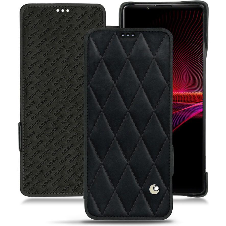 Noreve Lederschutzhülle horizontal (Sony Xperia 1 III), Smartphone Hülle, Schwarz