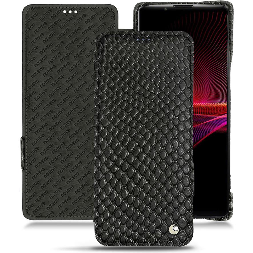 Noreve Lederschutzhülle horizontal (Sony Xperia 1 III), Smartphone Hülle, Schwarz