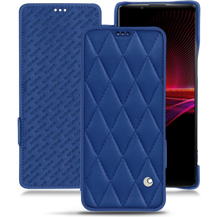 Noreve Lederschutzhülle horizontal (Sony Xperia 1 III), Smartphone Hülle, Blau
