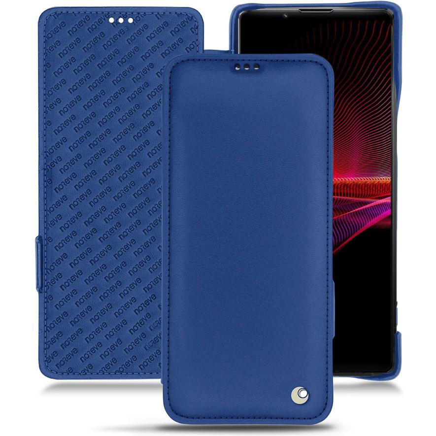 Noreve Lederschutzhülle horizontal (Sony Xperia 1 III), Smartphone Hülle, Blau