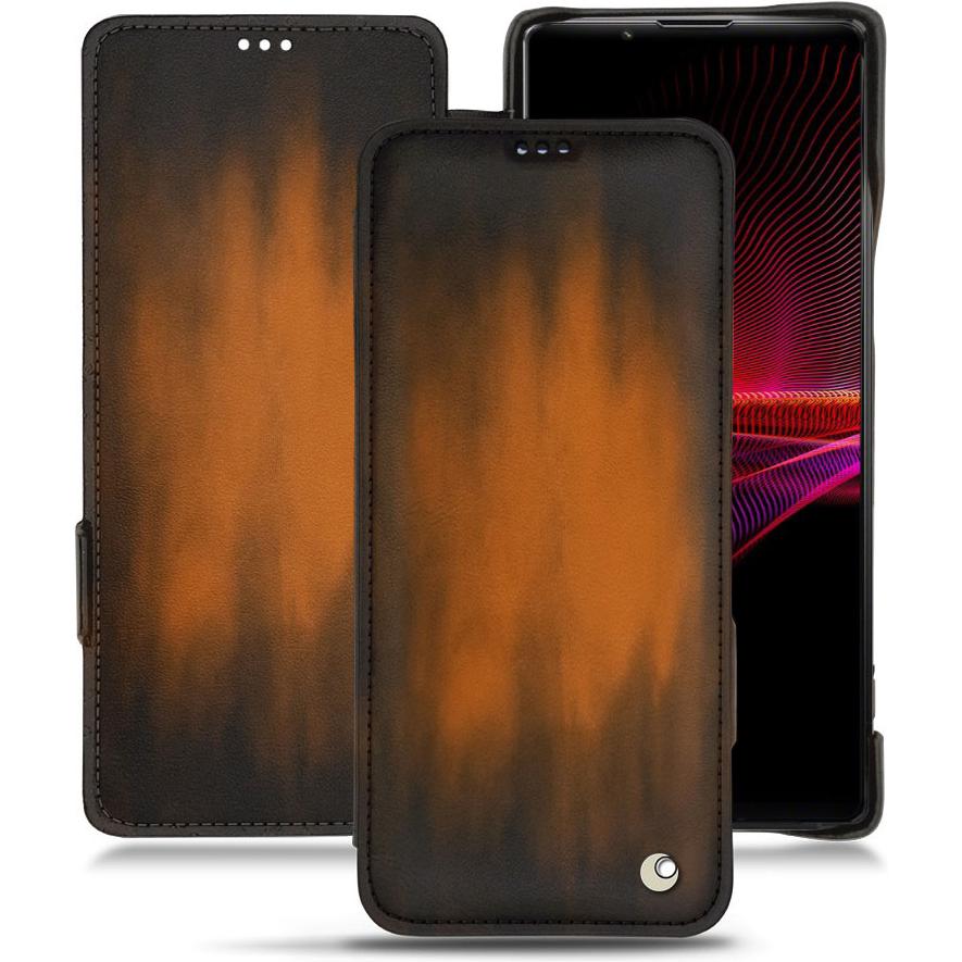 Noreve Lederschutzhülle horizontal (Sony Xperia 1 III), Smartphone Hülle, Braun