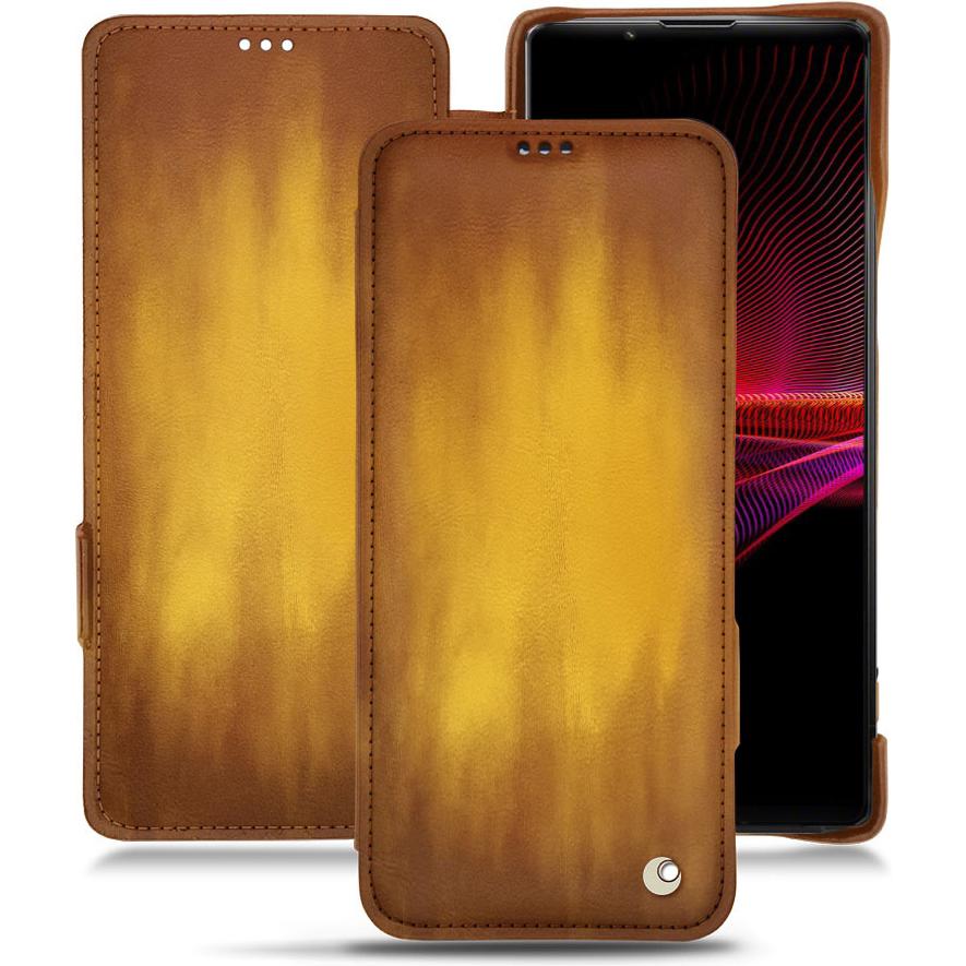 Noreve Lederschutzhülle horizontal (Sony Xperia 1 III), Smartphone Hülle, Gold