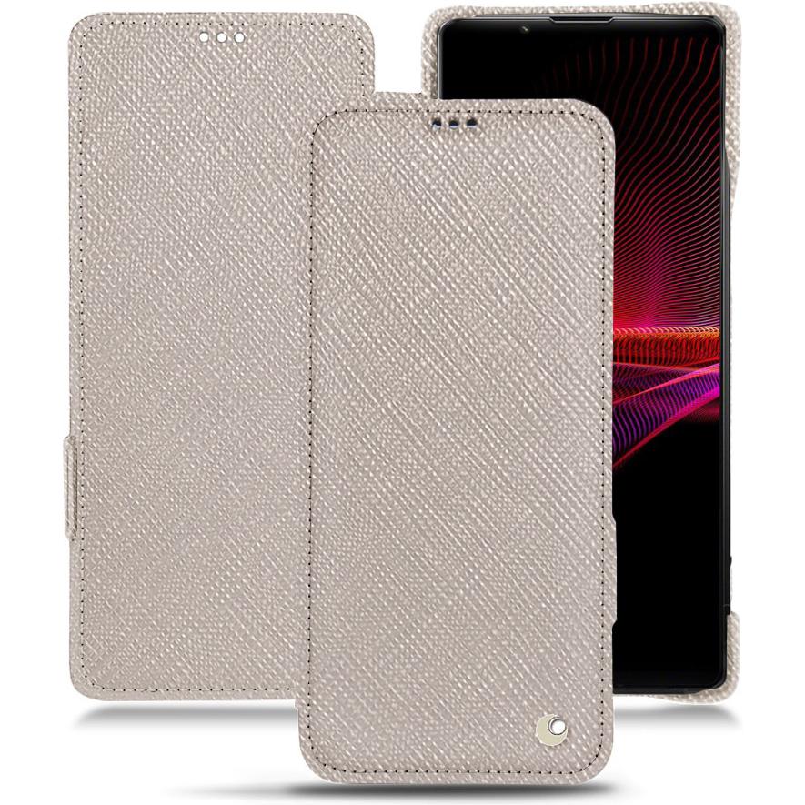 Noreve Lederschutzhülle horizontal (Sony Xperia 1 III), Smartphone Hülle, Beige