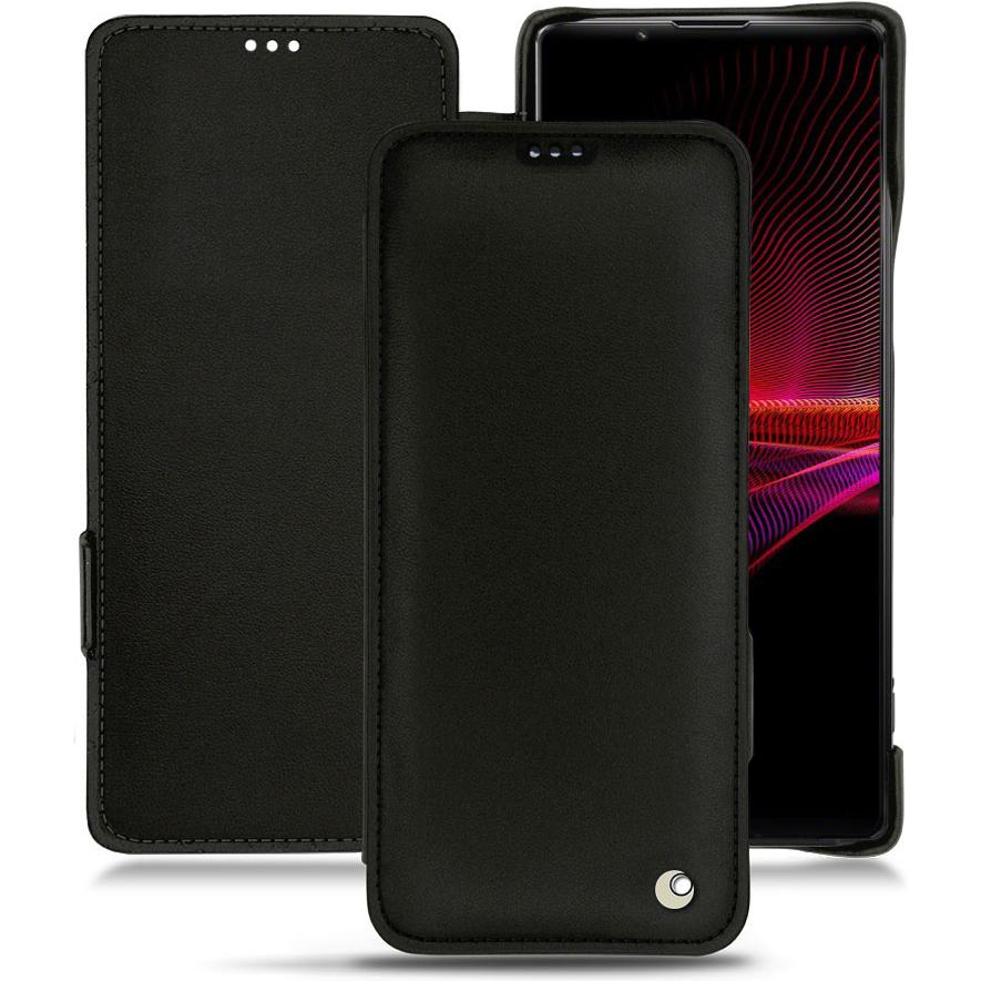 Noreve Lederschutzhülle horizontal (Sony Xperia 1 III), Smartphone Hülle, Schwarz