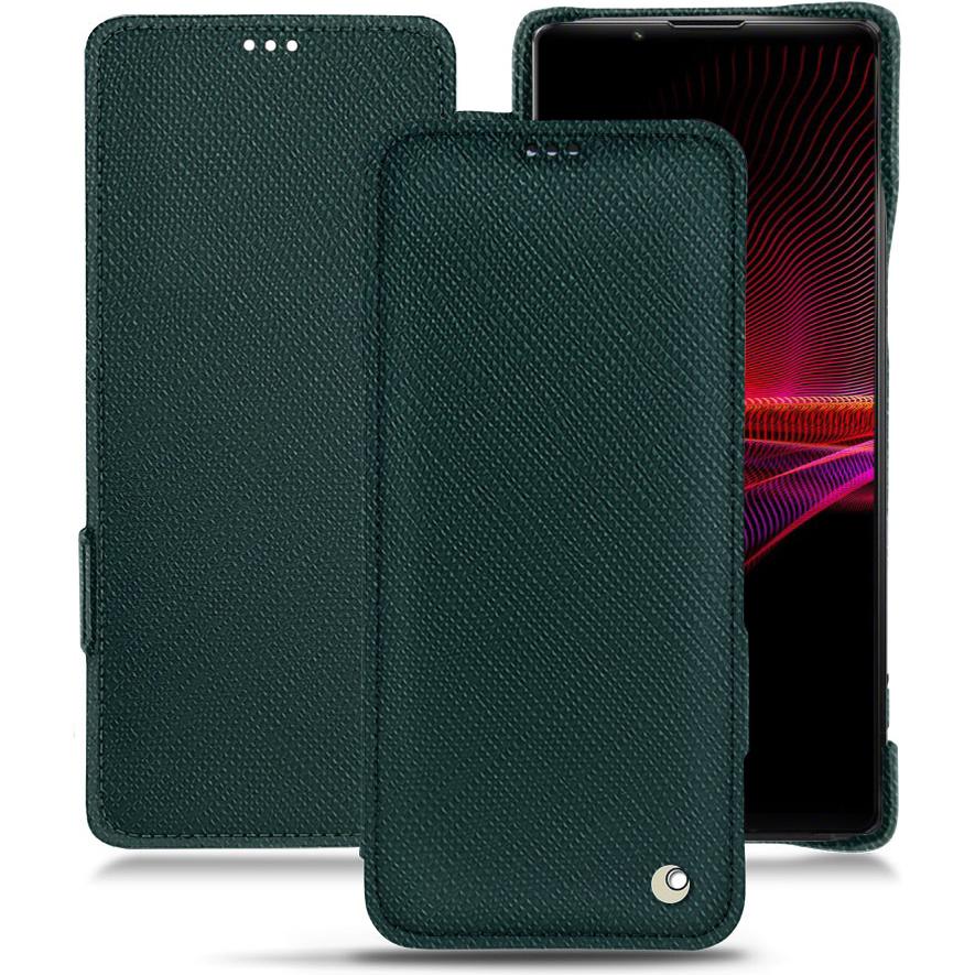 Noreve Lederschutzhülle horizontal (Sony Xperia 1 III), Smartphone Hülle, Grün