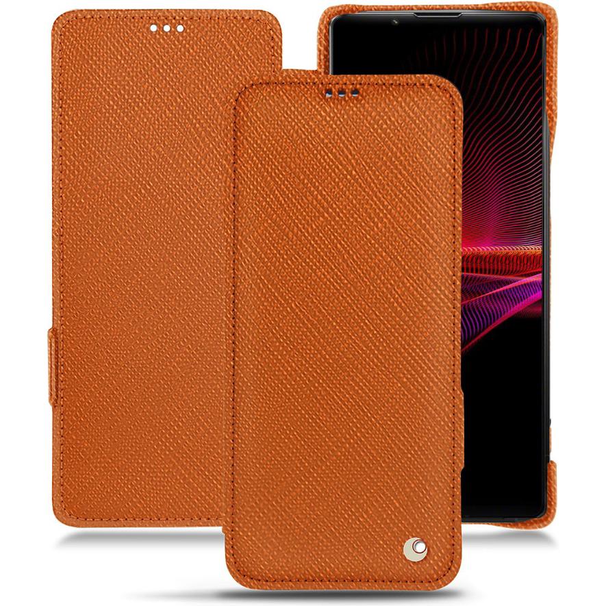 Noreve Lederschutzhülle horizontal (Sony Xperia 1 III), Smartphone Hülle, Orange
