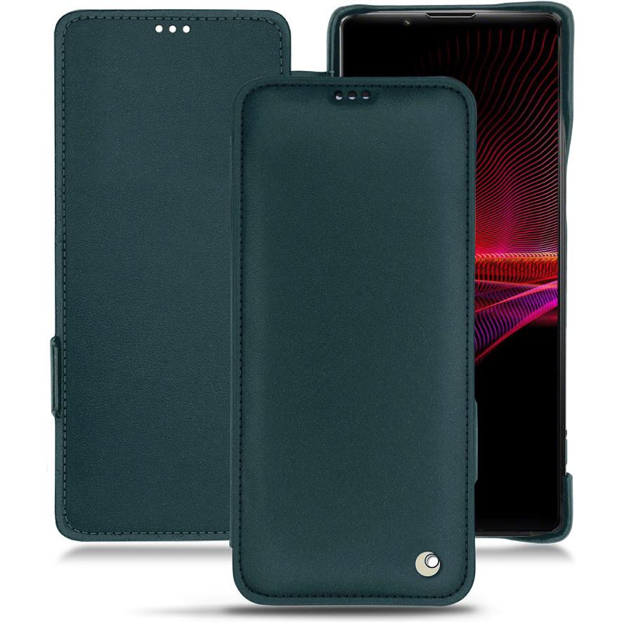 Noreve Lederschutzhülle horizontal (Sony Xperia 1 III), Smartphone Hülle, Blau