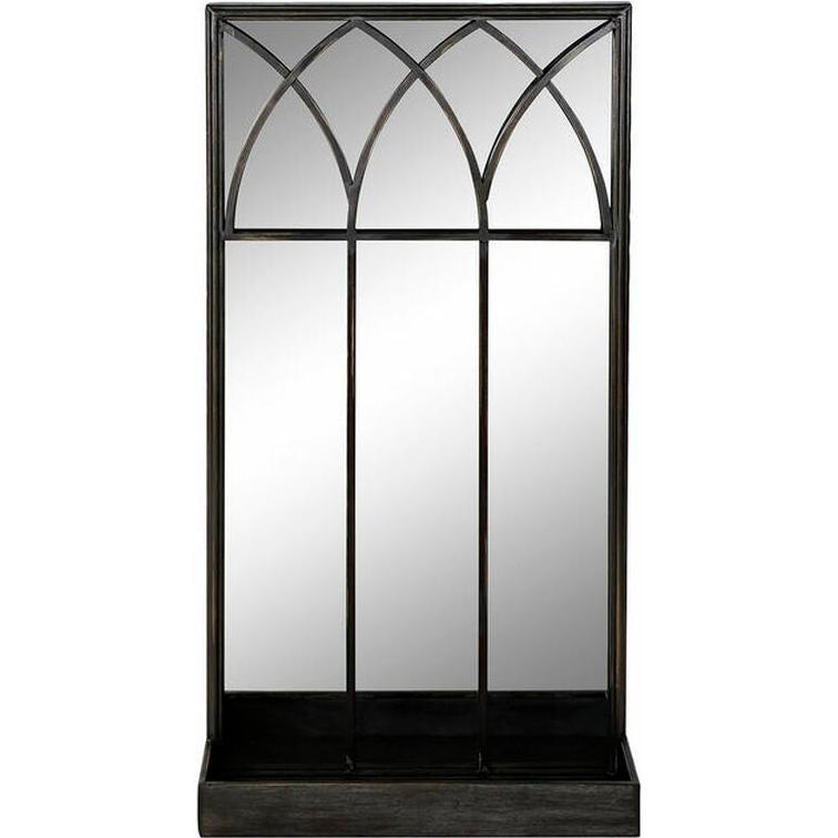 DKD Home Decor, Specchio, Mirror with Mounting Bracket Black Metal Mirror 40 x 12 x 80 cm (40 x 80 cm)