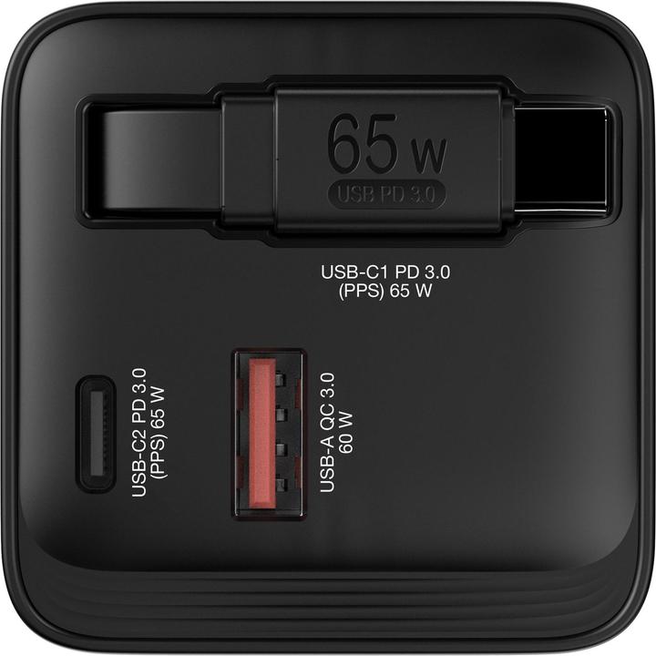 Image du produit Verbatim GaN Charger Retractable Cable (65 W, 3 ports)