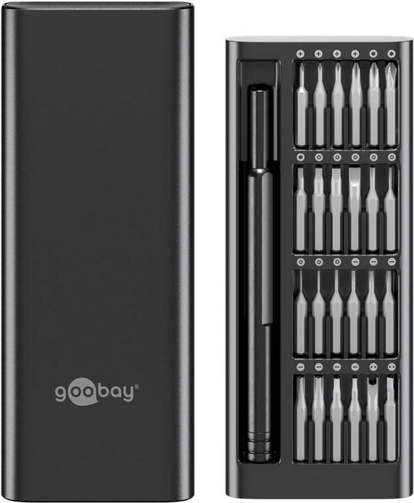 Produktbild Goobay Schraubendreher-Set mit 24-tlg. Präzisions-Bitsatz (Innensechsrund, Kreuzschlitz, Spanner, Tri-Wing)