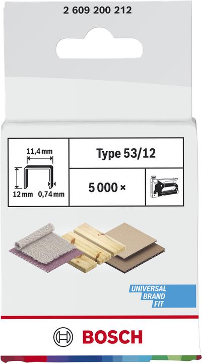 Produktbild Bosch Professional Zubehör Feindrahtklammer Typ 53, 11,4 x 0,74 x 12 mm, 5000er-Pack