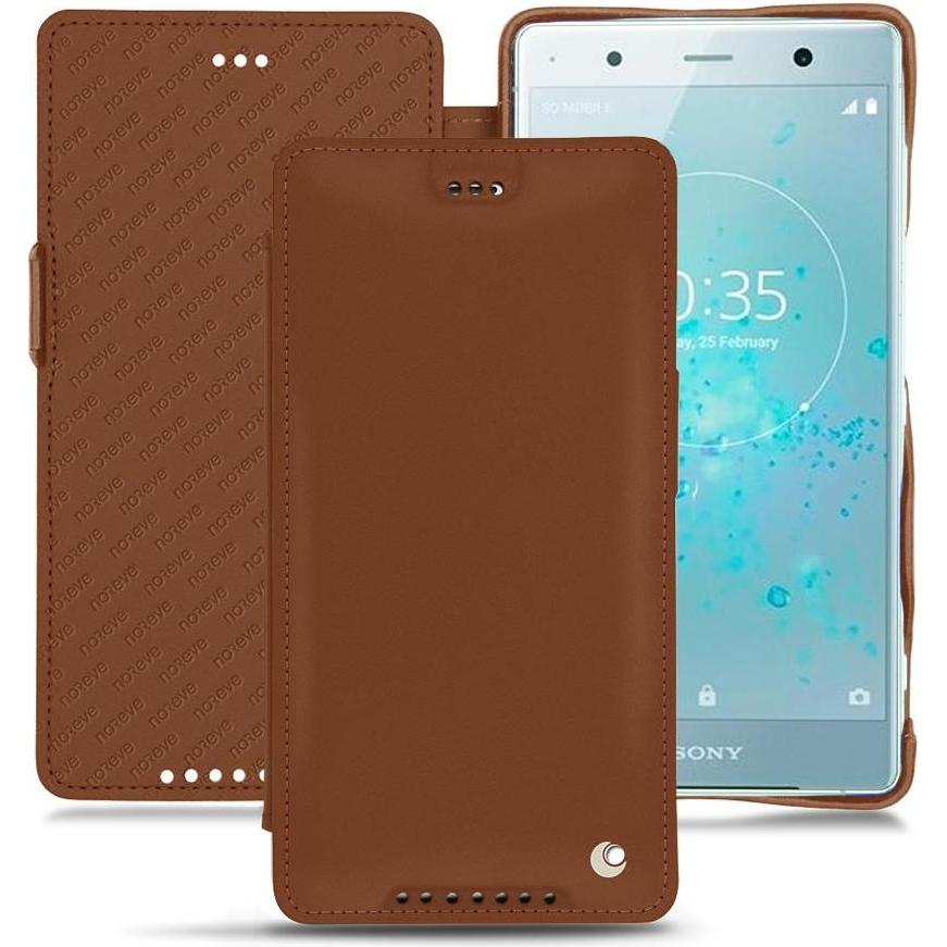 Noreve Lederschutzhülle horizontal (Sony Xperia XZ2 Premium), Smartphone Hülle, Braun
