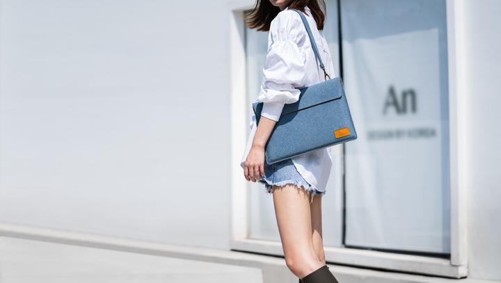 Actual product image tomtoc Premium H26 (13") Denim Ladies Shoulder Bag (13.60", Universal, Apple)