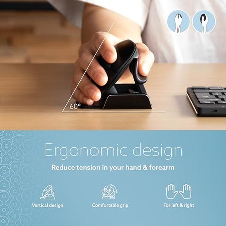 Actual product image R-Go Tools R-Go Mouse Twister ergonomic ambidextrous USB and Bluetooth bw (Cable, Wireless)