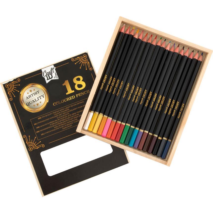 Thumbnail - Craft, Malstifte, Colouring Pencils 18 pcs in Wooden Box - (K-CR0392/18/GE) (Mehrfarbig, 18 x)