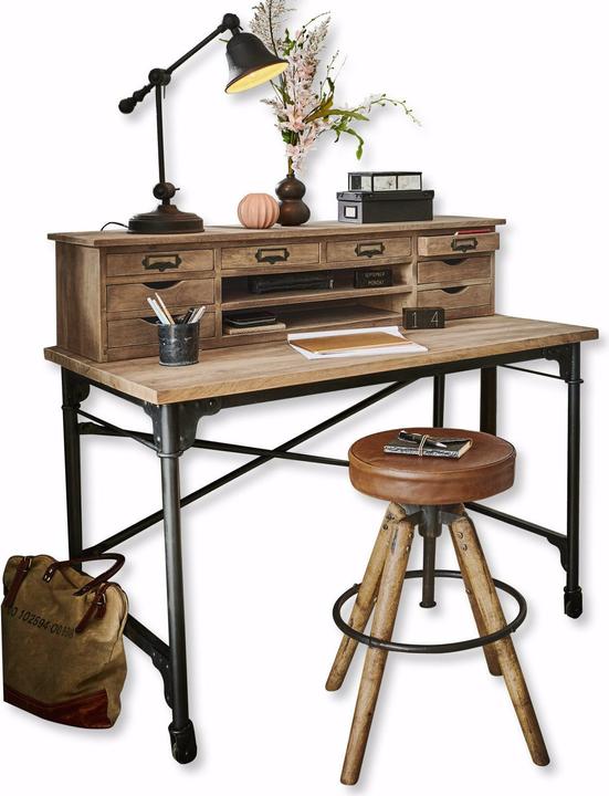 Actual product image Loberon Desk Leognan brown / black (117 x 65 x 103 cm)