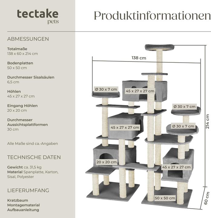 Produktbild tectake Entissar (214 cm, Grau)