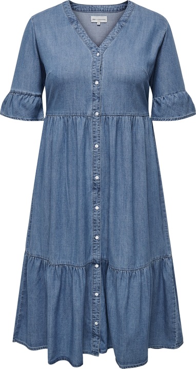 Produktbild Only Locker geschnitten V-Ausschnitt Glockenärmel Kurzes Kleid Jeanskleid (42)