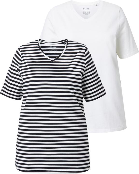 Actual product image Ulla Popken 2 Pack Eco Cotton Striped Tees (58)