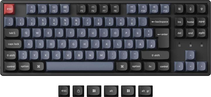 Productafbeelding Keychron K8 Pro (zwart/blauw, DE layout, Gateron G Pro Brown, hot-swap, aluminium frame, RGB, PBT) (DE)