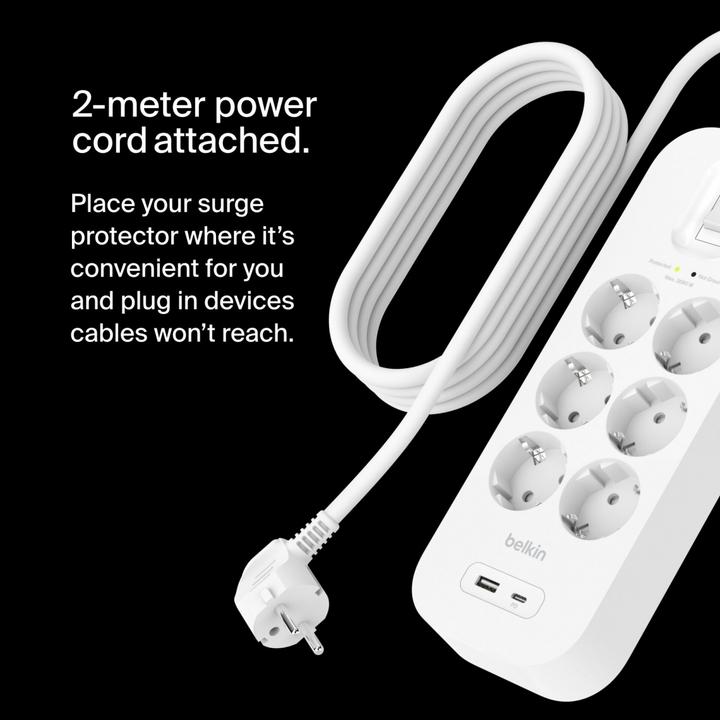 Produktbild Belkin Surgemaster Überspannungsschutz (6 x, CEE 7/3, 2 m)