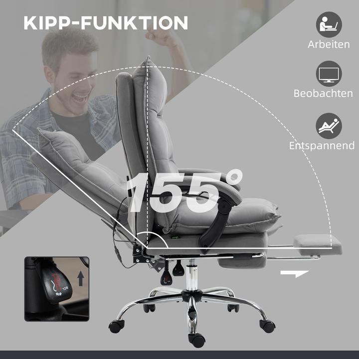 Actual product image Homcom Office chair with massage function, heating function, remote control, extendable footrest (56 - 64 cm)