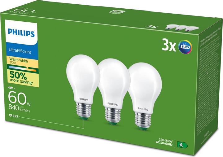Produktbild Philips Classic LED Lampe (E27, 4 W, 470 lm, 3 x, A)