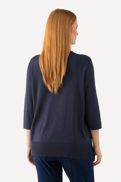 Immagine prodotto Ulla Popken Maglione in maglia a costine con aperture, collo alto e maniche a 3/4 (56)