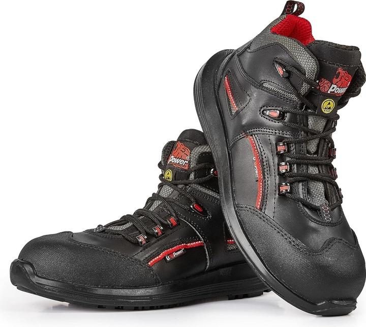Actual product image U-Power Safety boot Teak size 39 black/red S3 SRC ESD EN ISO 20345 smooth leather (S3, 39)
