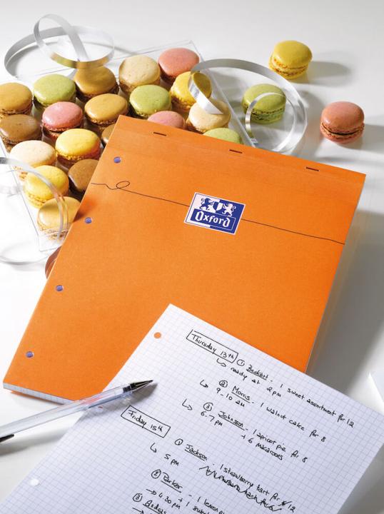 Actual product image Oxford Notepad, 210 x 315, squared, 80 sheets, orange (A4, Checked, No binding)