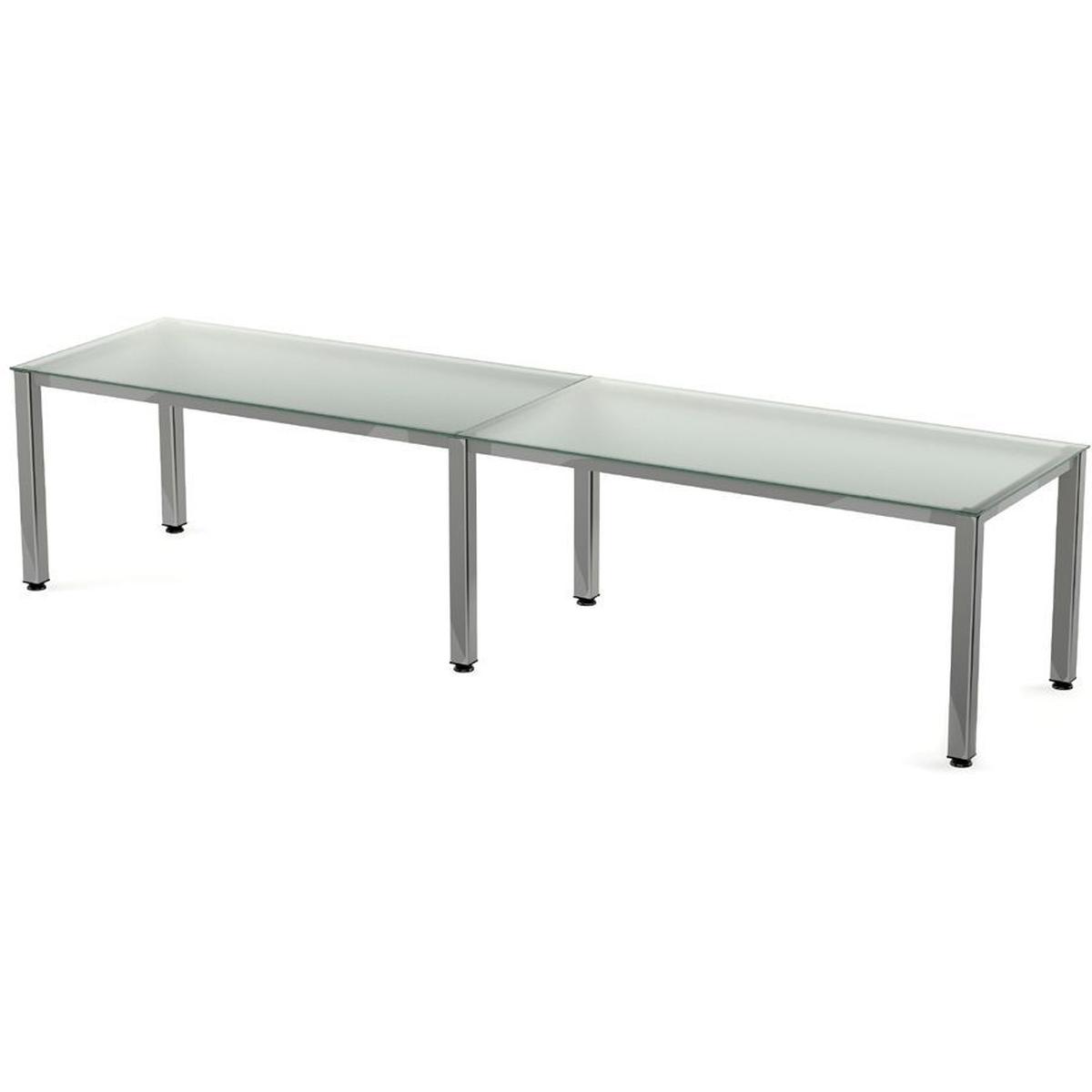 Rocada, Schreibtisch, Mehrfacharbeitstisch Executive BxTxH 360x80x73cm Gestell verchromt Platte Glas satiniert