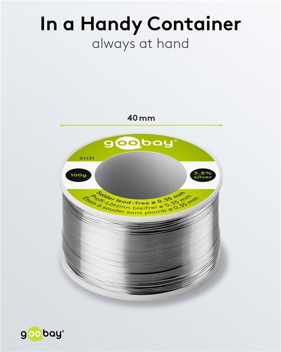 Produktbild Goobay Profi-Lötzinn bleifrei, ø 0,35 mm, 100 g (Lötzinn)