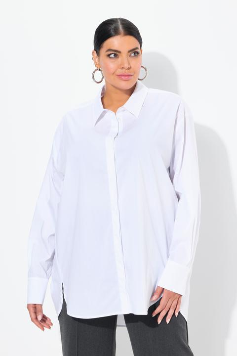 Produktbild Ulla Popken Hemdbluse, Perlmuttknöpfe, oversized, Langarm (50, 52)