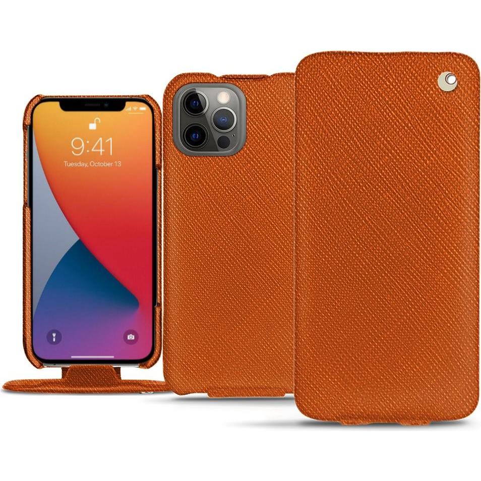 Noreve Lederschutzhülle vertikal (Apple iPhone 13 Pro), Smartphone Hülle, Orange