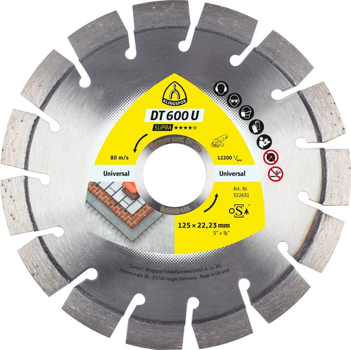 Immagine prodotto Klingspor DT 600 U Supra - dischi diamantati 125 x 22,23 mm