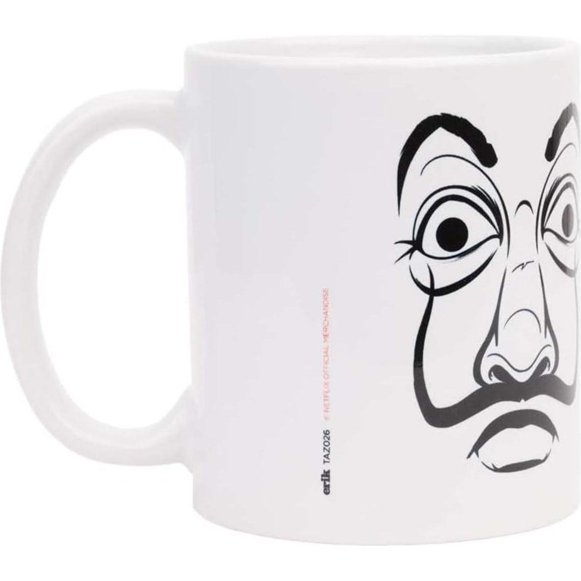 Granna Casa di Carta - Tazza in ceramica in confezione regalo da 330 ml (La Casa De Papel Mask), Tazza, Bianco