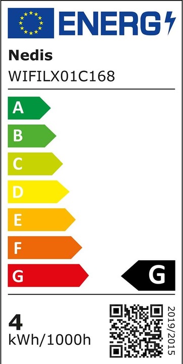 Label énergétique Nedis SmartLife Décorative LED | Cordon | Wi-Fi | RGB | 168 LED"s | 20.0 m | Android™ / IOS (20 m)