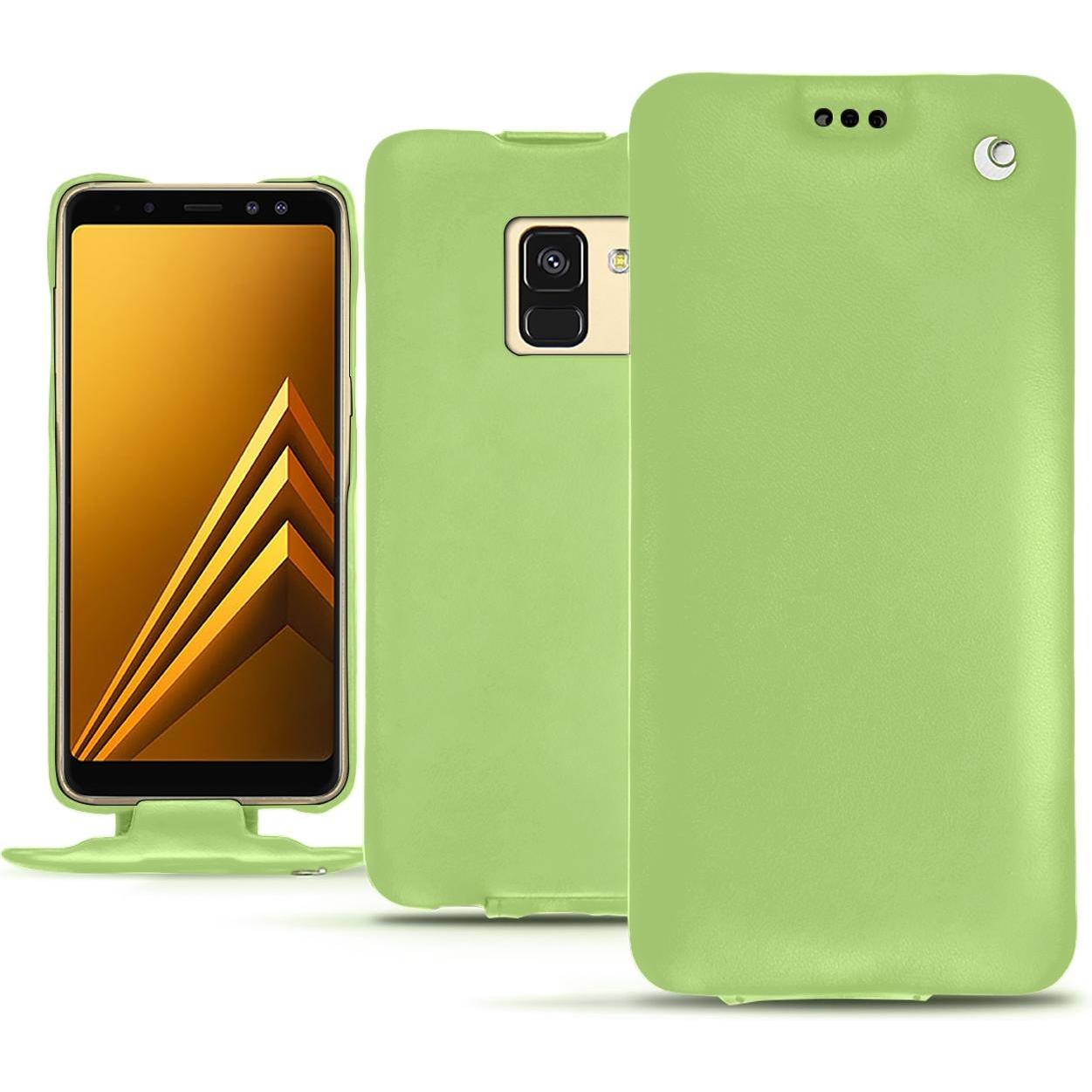 Noreve Lederschutzhülle vertikal (Samsung Galaxy A8 (2018)), Smartphone Hülle, Grün