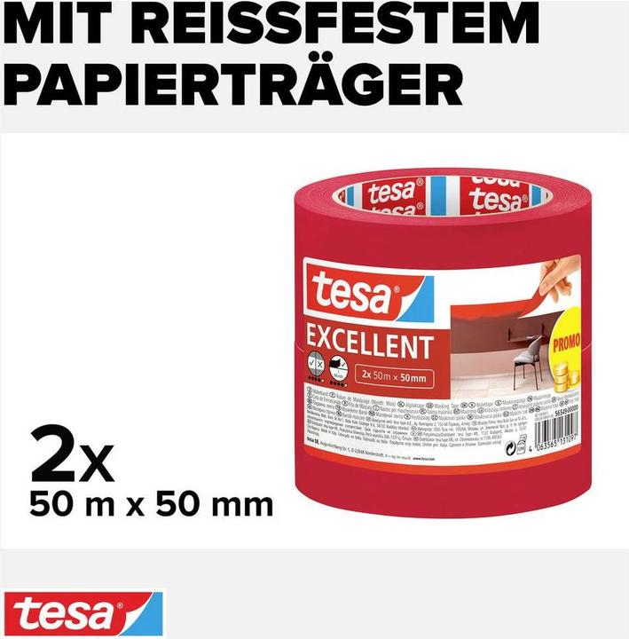 Produktbild tesa 2x Malerband EXCELLENT (50 mm)